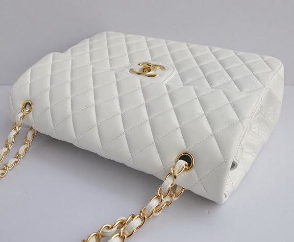 7A Replica Chanel Maxi White Lambskin Leather with Golden Hardware Flap Bag